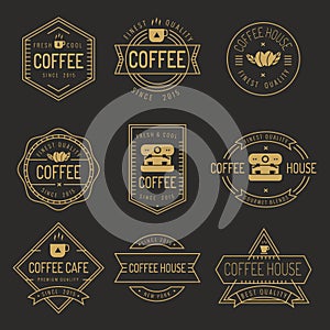 Set of coffee shop labels, logo, badges - vector illustration