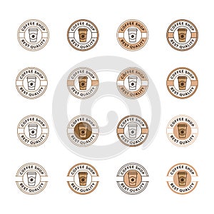 Set of coffee shop logo badge stamp vector