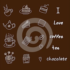 Set of coffee and tea icons