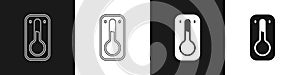 Set Coffee thermometer icon isolated on black and white background. Vector