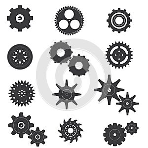 Set of Cog and Machine Vector and Icon