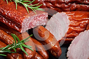 Set of cold cuts on a stone board