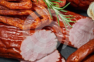 Set of cold cuts on a stone board