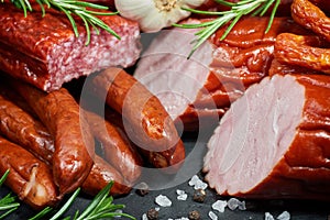 Set of cold cuts on a stone board