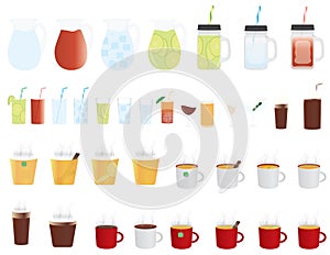 Set of cold and hot drinks icons