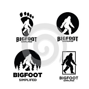 Set collection Big foot yeti vector black logo icon illustration design