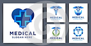 set collection Caduceus Symbol Icon. Medicine Symbol Icon Vector Illustration. Medical Healthcare Sign Isolated On White