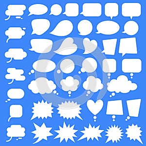 Set, collection of flat style vector speech bubbles, clouds, baloons