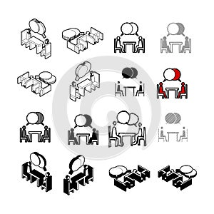 Set of Collection modern vector. Communicate people icon multi t