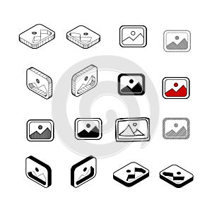 Set of Collection modern vector. Picture icon multi type of 3d i