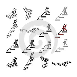 Set of Collection modern vector. Step People icon multi type of