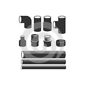 Set Collection of Pipe Connection for Water Oil Industries Illustration