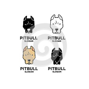 Set collection Pitbull dog head logo icon design