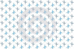 Set collection plane passenger icon gray blue many infinite series on white background light techno pattern