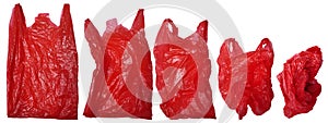 Set collection of red plastic bag in various shape cut out