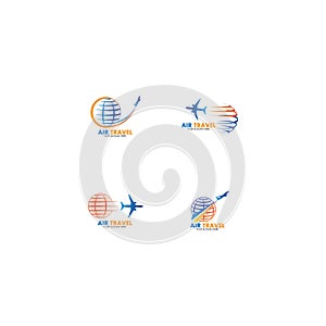 Set of collection travel logo with air plane concept design vector