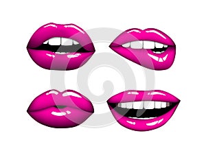 Set or collection of various type of pink lips.