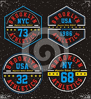 Set College t-shirt, emblem vector