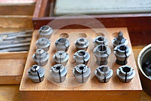 Set of collets of different diameters for metal working