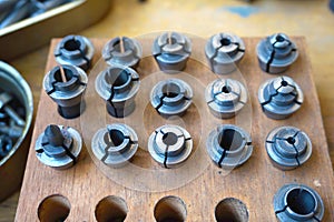 Set of collets of different diameters for metal working