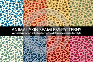 Set color animal skin Seamless Pattern vector texture eps 10 illustration Leopard repeating background