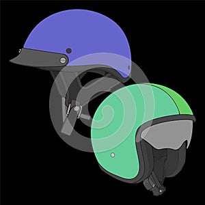 Set of Color Block helmet half face Vector Illustration, Helmet Concept, Line art vector, Vector art