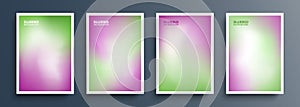 Set of color blurred backgrounds with modern abstract soft color gradient patterns. Green and purple.