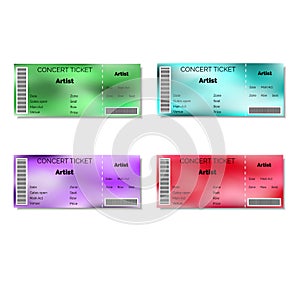 Set of color blurred concert tickets