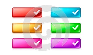 Set color button accept, approve button icon. Vector illustration