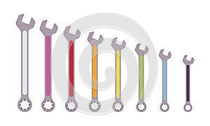 Set of color coded combinational wrenches