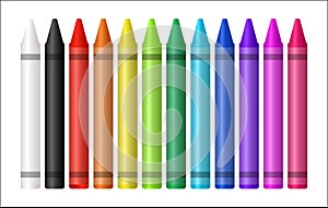 Set of a color crayon on white background photo