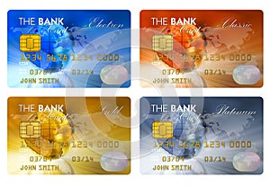 Set of color credit cards