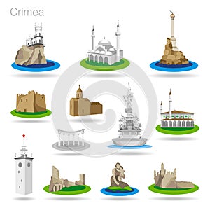 Set of color Crimea icons photo