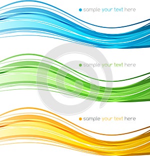 Set of color curve lines design element.