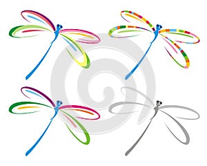 Set of color dragonfly.