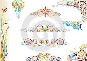 Set of color floral design