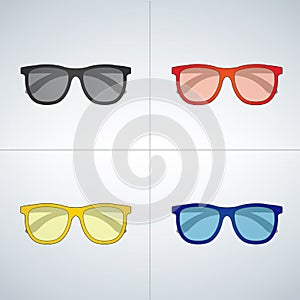 Set of color Glasses isolated.