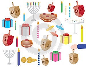 Set of color Hanukkah cliparts