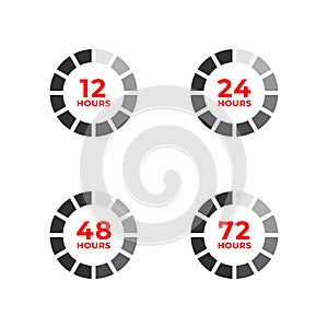 Set color icons of 12, 24, 48, 72 hours