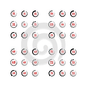 Set color icons of 12, 24, 48, 72 hours