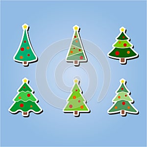 Set of color icons with Christmas trees