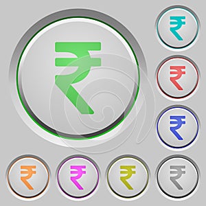 Set of color indian rupee sign sunk push buttons