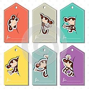 A set color labels with monkeys