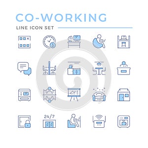 Set color line icons of co-working