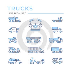 Set color line icons of trucks