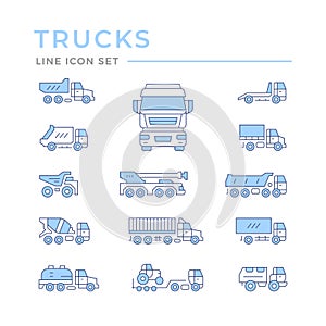 Set color line icons of trucks