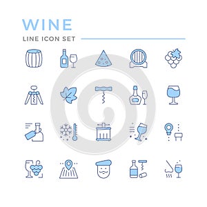Set color line icons of wine