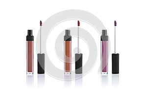 Set color lipgloss isolated on white background. cosmetic photo