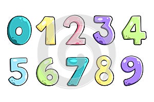 Set of color numbers for kids. vector illustration