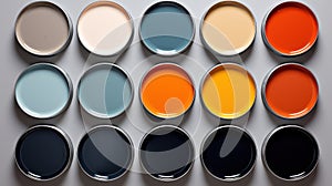 Set of color paint cans isolated on white background. 3d render Generative AI